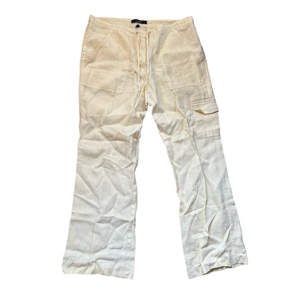 Sanctuary Pants - Sanctuary 100% Linen Low Rise Cargo Pants Drawstring Yellow Women’s size Medium